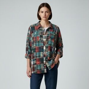 L.L. Bean Madras Plaid Button Down Shirt